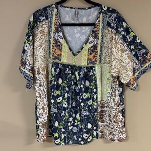 XL boho style patchwork top